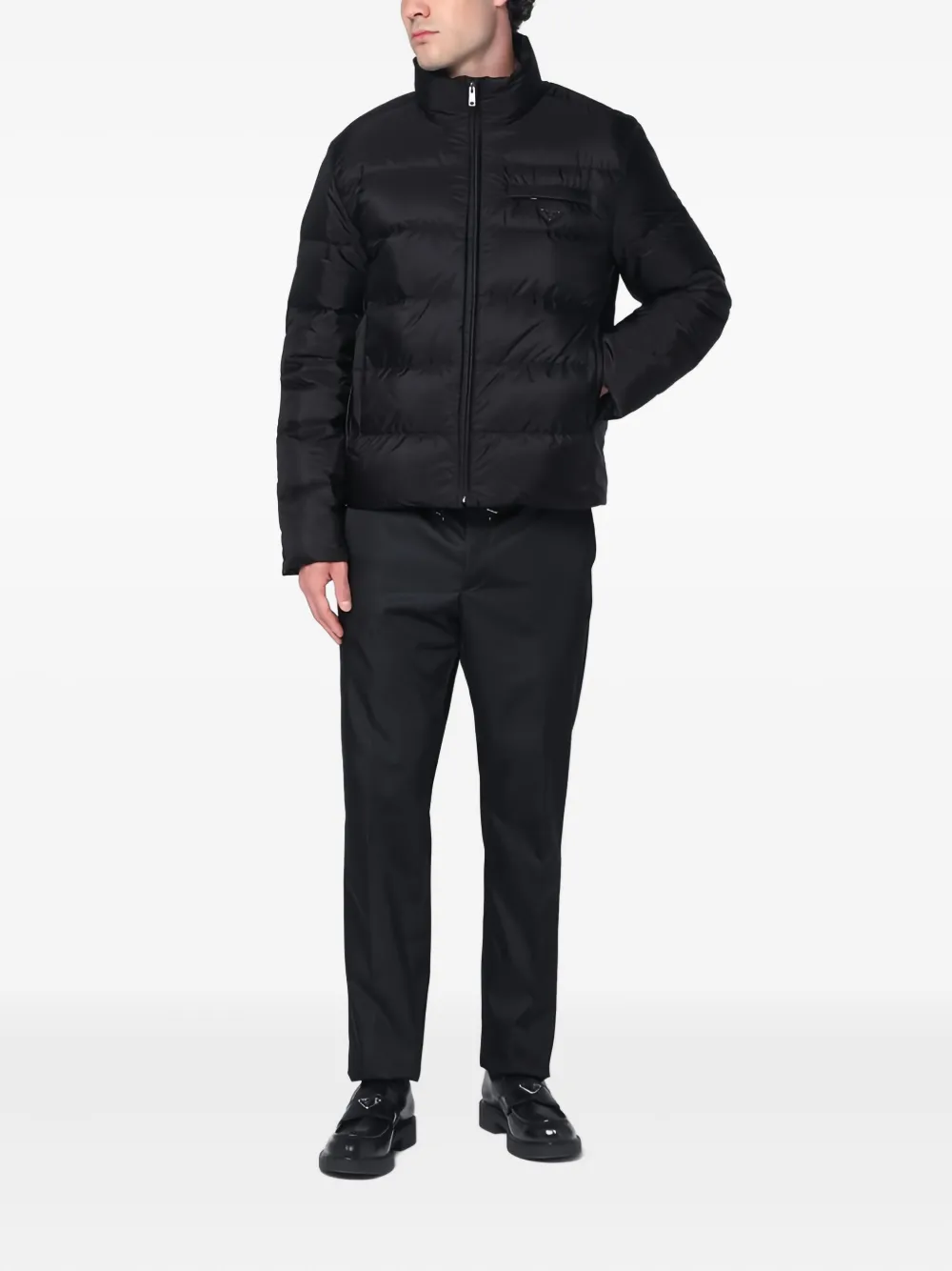 Prada Gewatteerd jack met logo Zwart