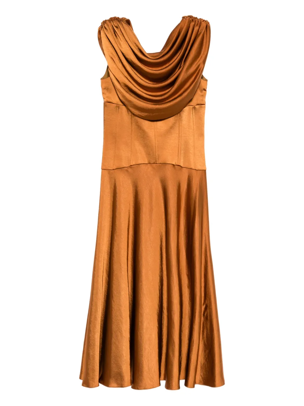 draped satin midi dress