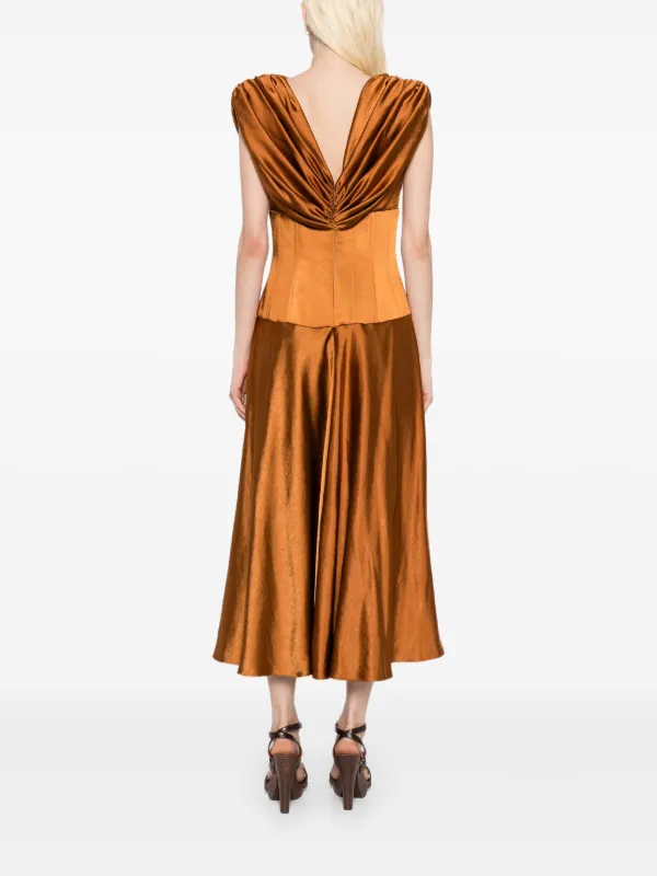 Amsale Women's Satin Cowlneck Cocktail Dress - Copper
