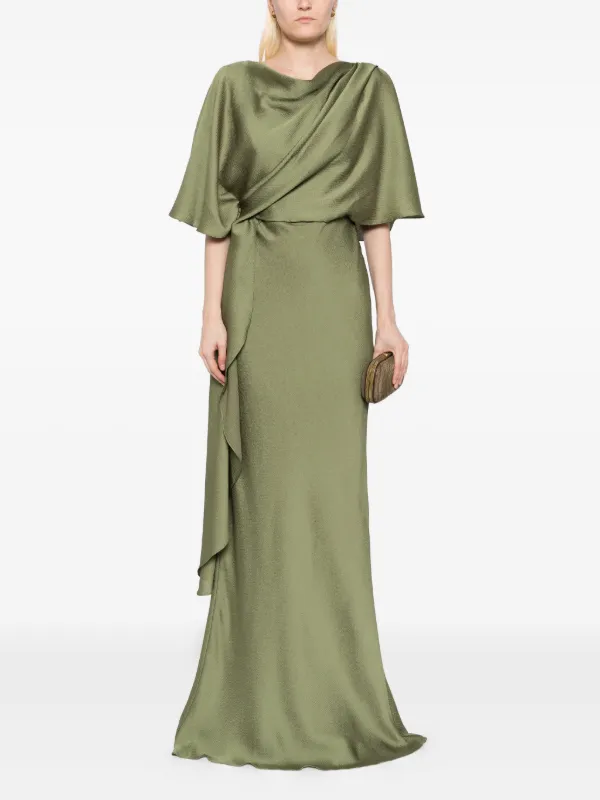 green emerald velvet dress Jacinda  Amsale