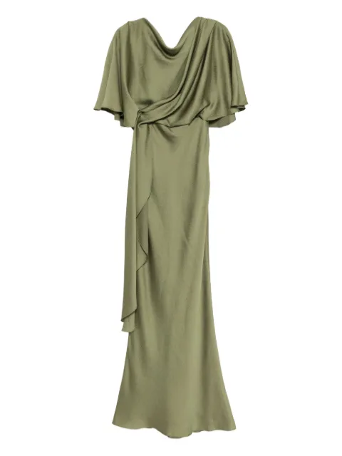 Amsale satin hammered gown