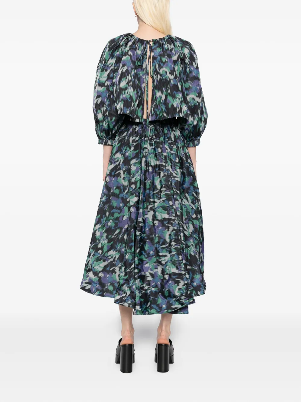 Amsale Printed Dress In Green