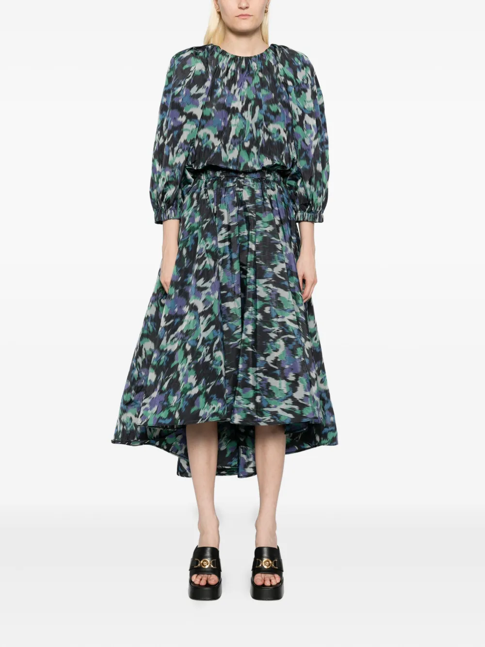 Amsale Printed Dress In Green