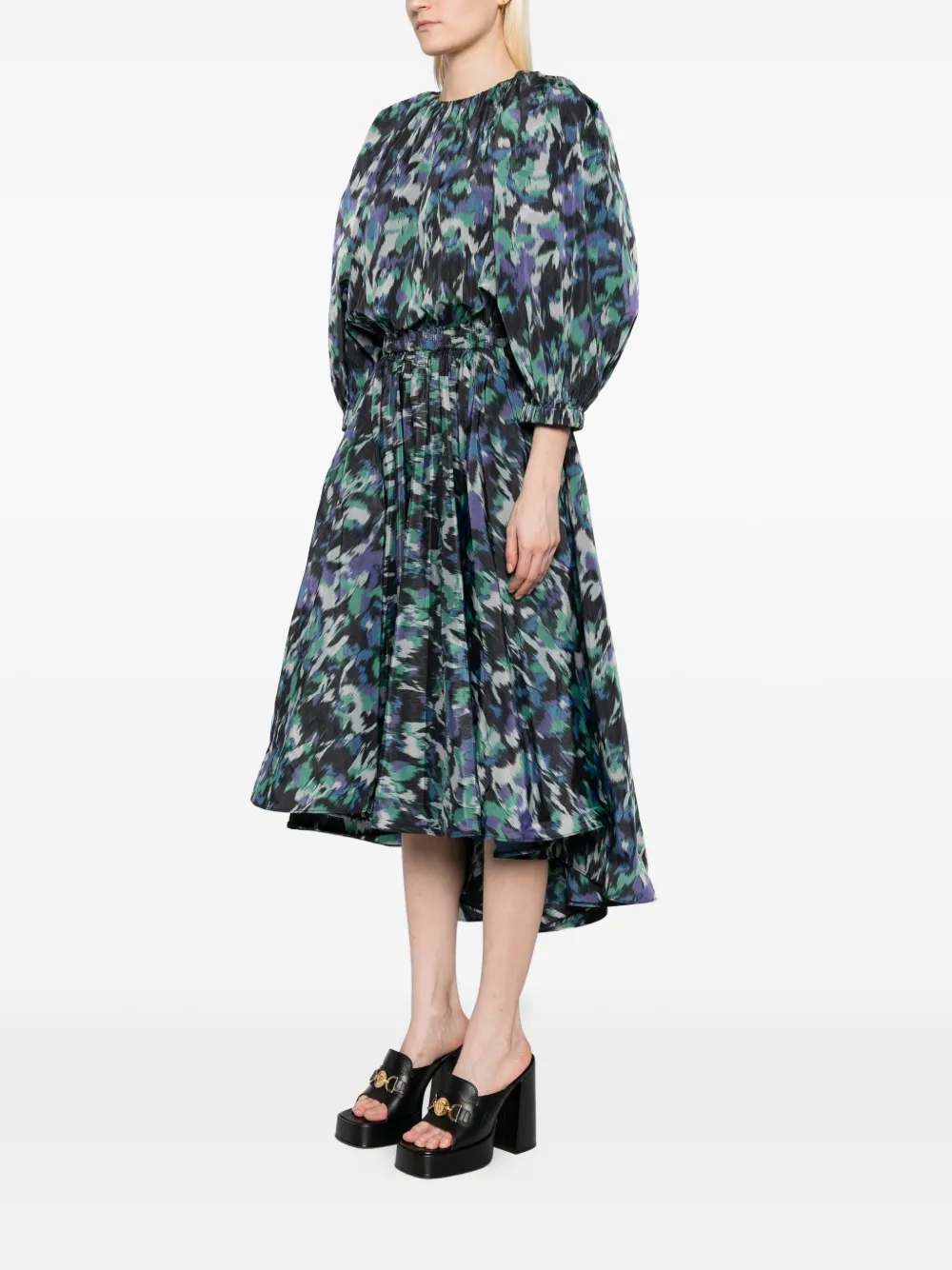 Amsale Printed Dress In Green