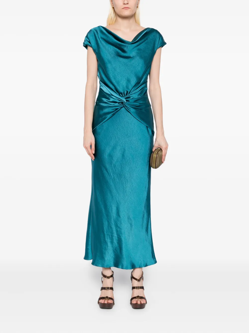 Amsale Hammered gesmockte jurk - Blauw