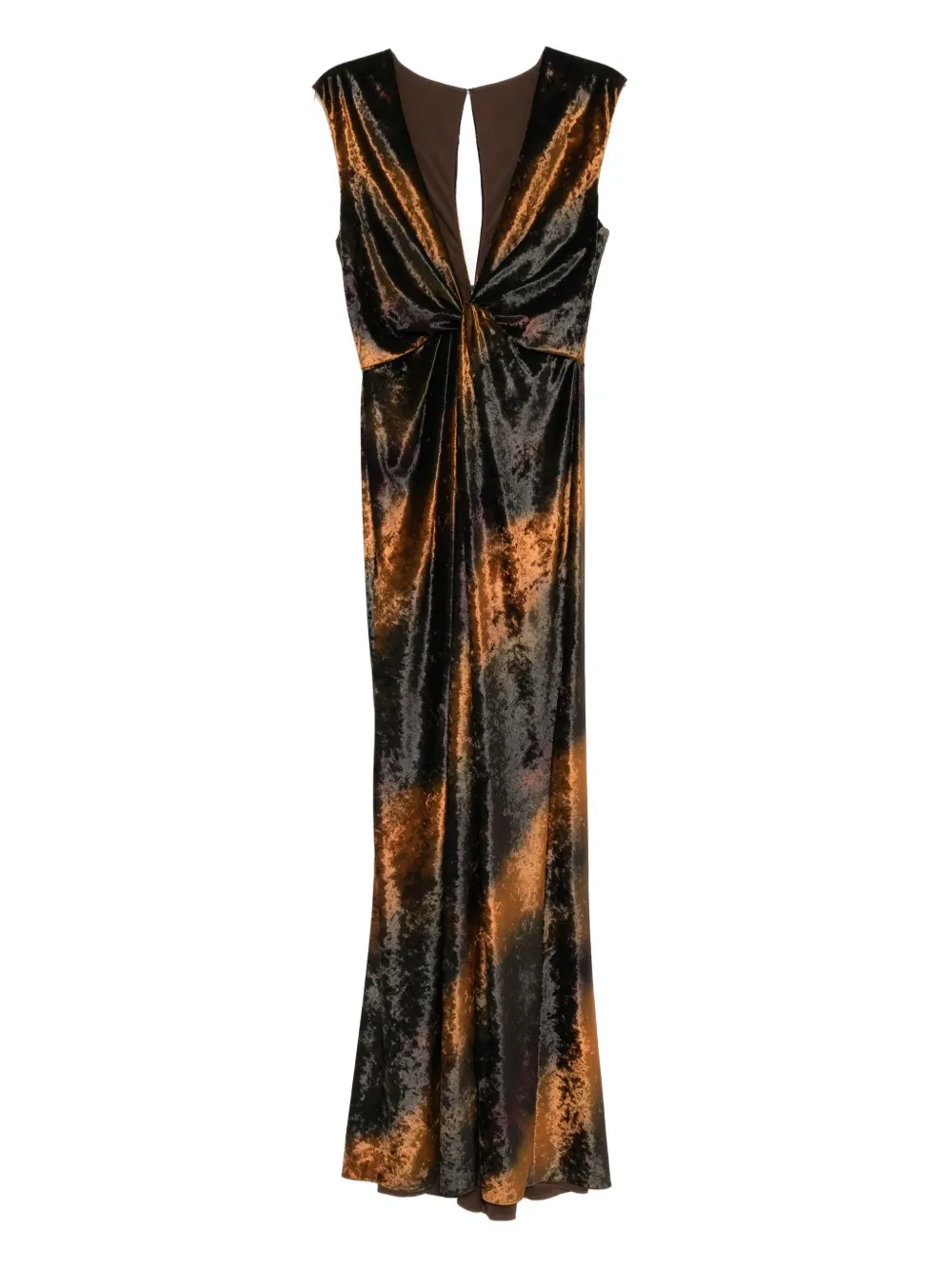 ombre-velvet twist-neck dress