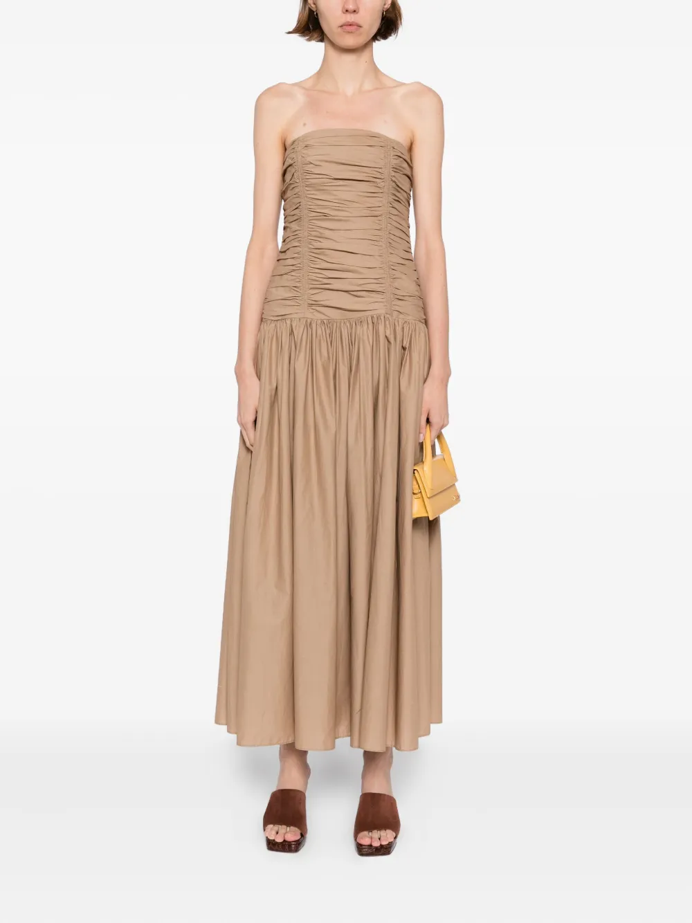 Matteau Strapless jurk met verlaagde taille Bruin