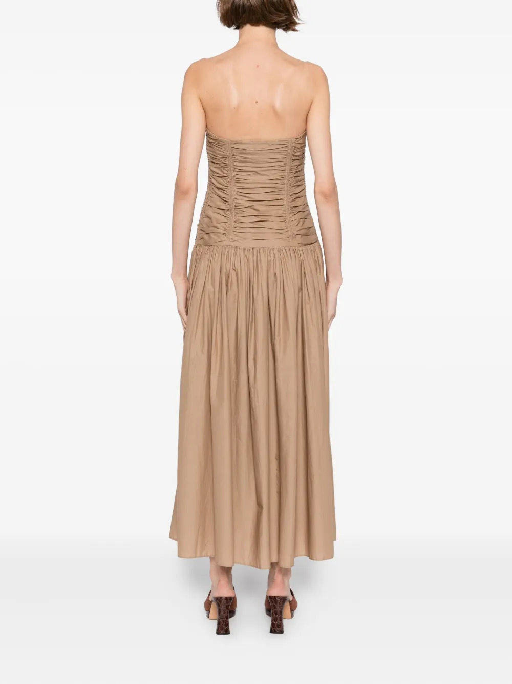 Matteau Strapless jurk met verlaagde taille Bruin