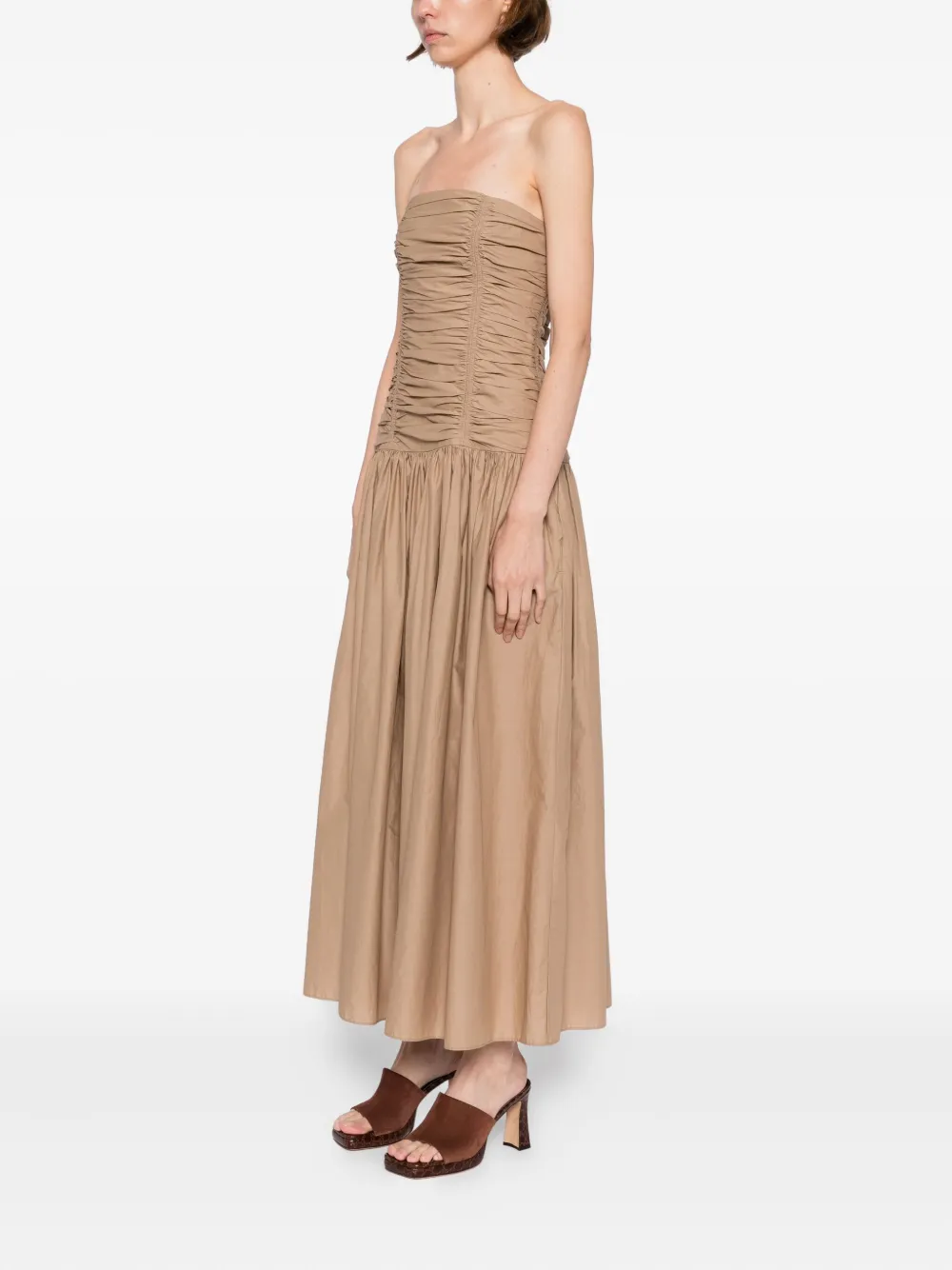 Matteau Strapless jurk met verlaagde taille Bruin