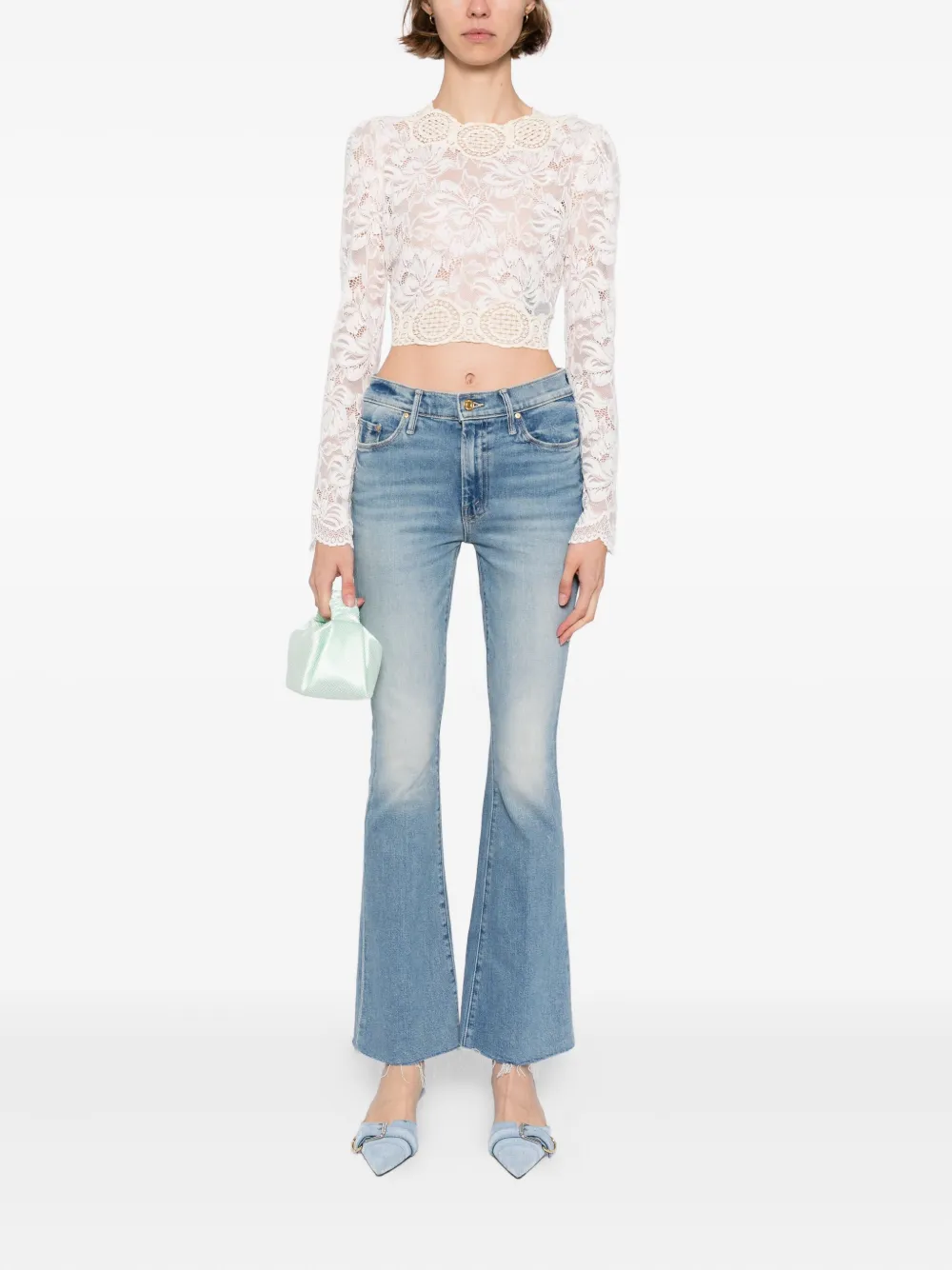 MOTHER The Weekender jeans met franje Blauw