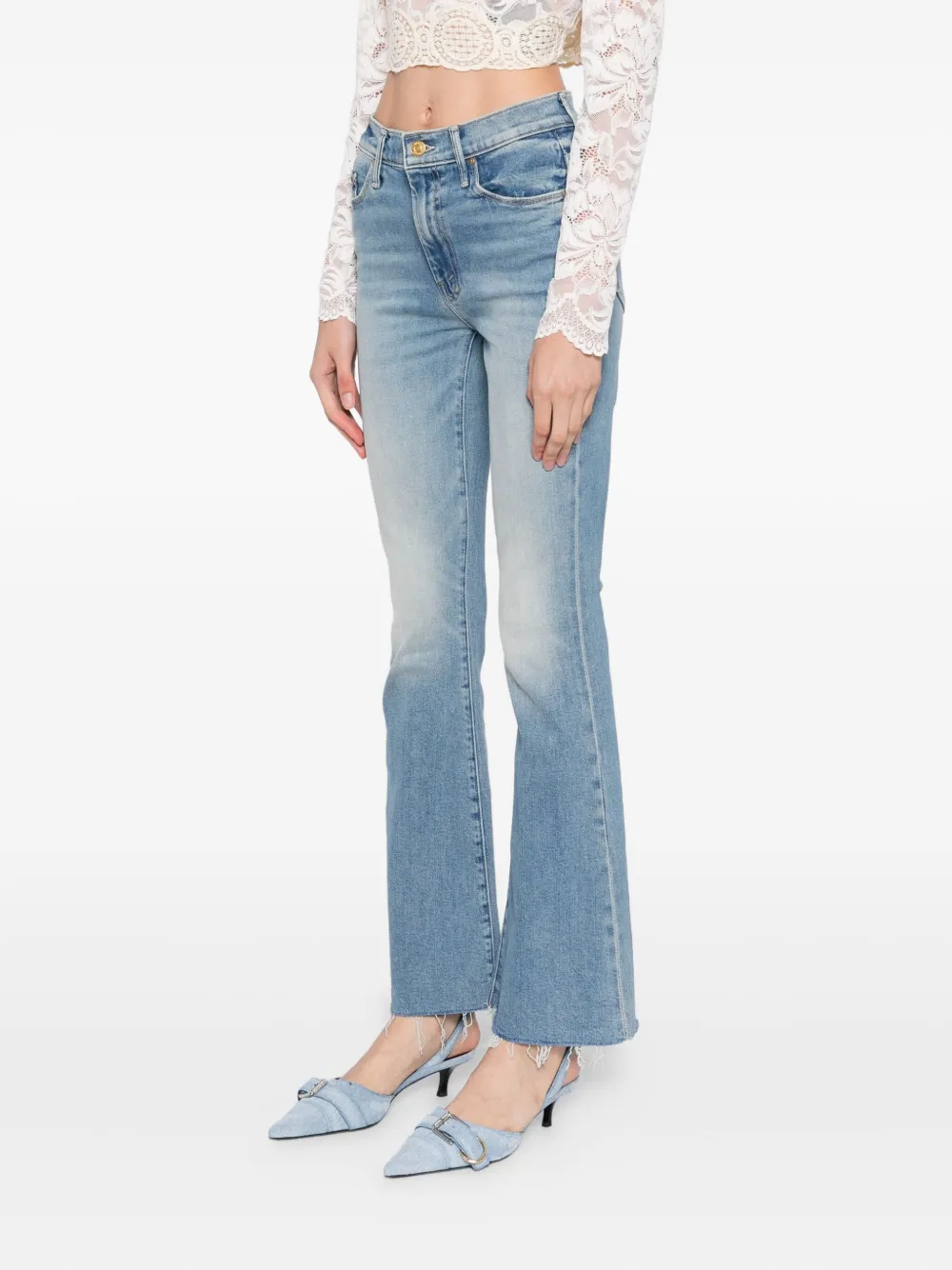 MOTHER The Weekender jeans met franje Blauw