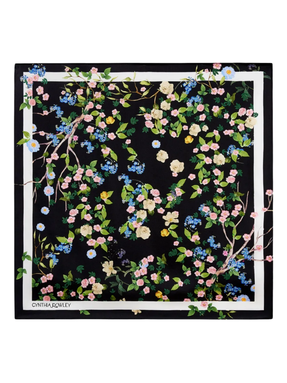 Cynthia Rowley Foulard Bloom in seta a fiori - Nero
