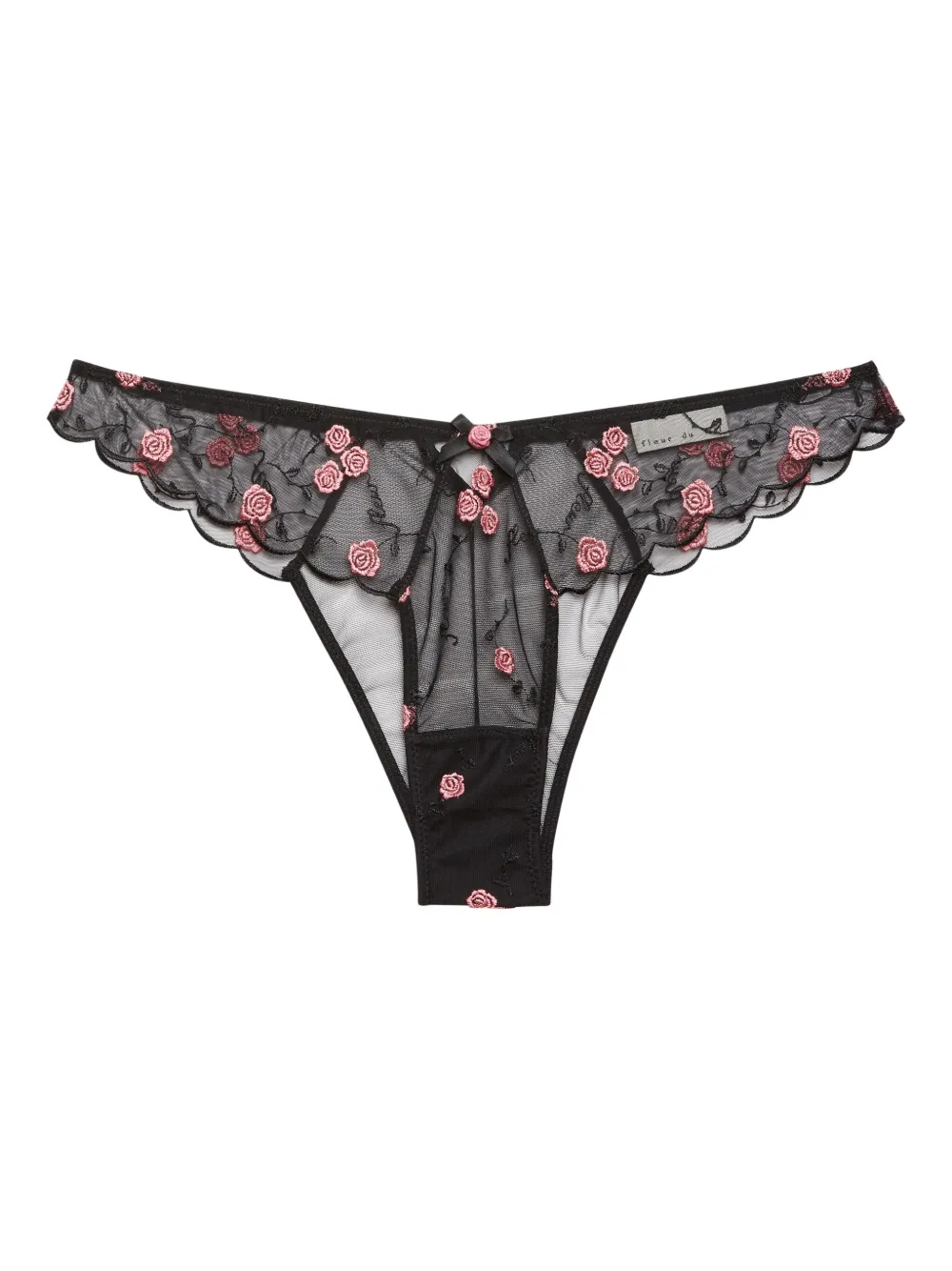 Fleur Du Mal String met borduurwerk Zwart