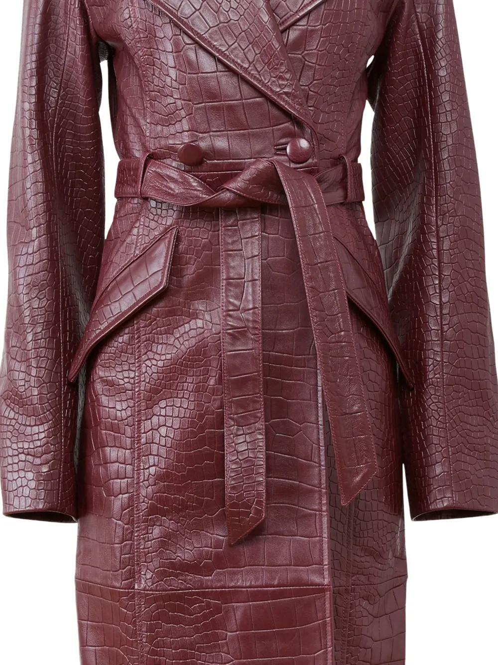 Fleur Du Mal abrigo con efecto de piel de cocodrilo y cinturón | Abrigos con doble botonadura | Image 2