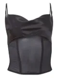 Fleur Du Mal Nora satin-panelled corset top - Black