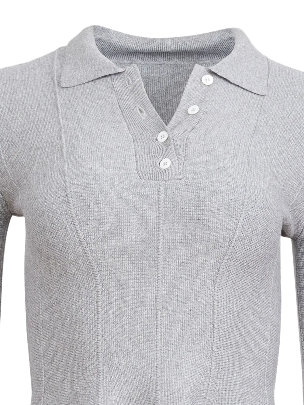 Fleur Du Mal Flared jurk met Henley-hals - Grijs