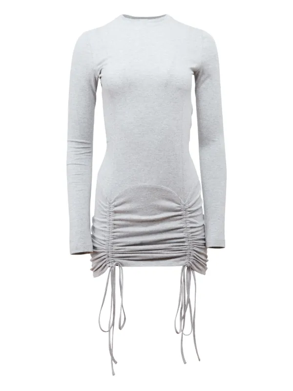 chinese dress ladies drawstring long sleeve loose linen midi dress 280101 – Xiaolizi main image 1