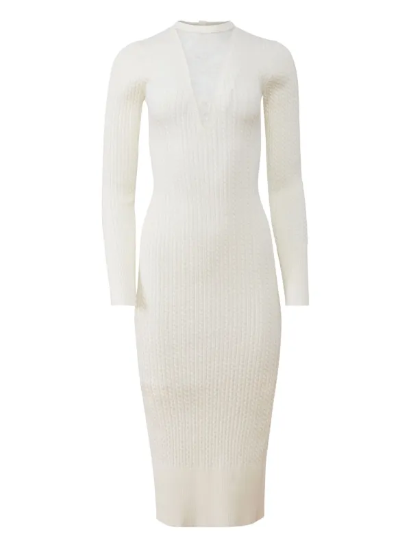 Fleur Du Mal Quinn Cable-knit Midi Dress - Neutrals