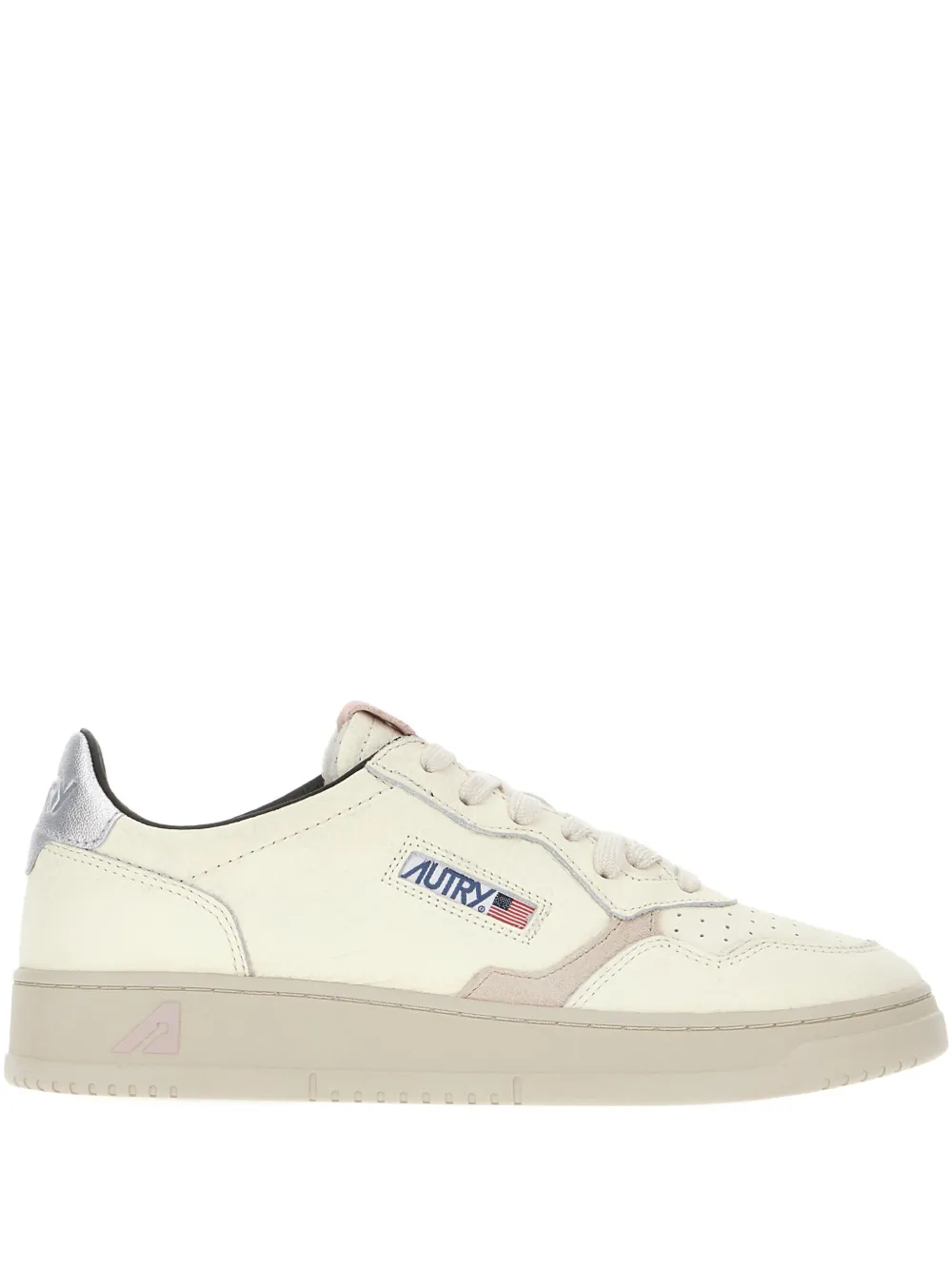 Autry Medalist metallic-panel leather low-top sneakers White