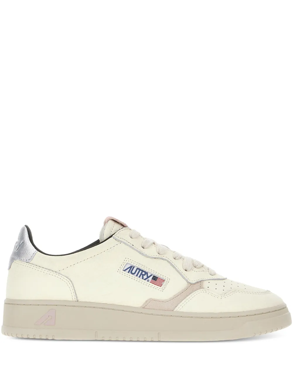 Autry Medalist metallic-panel leather low-top sneakers White