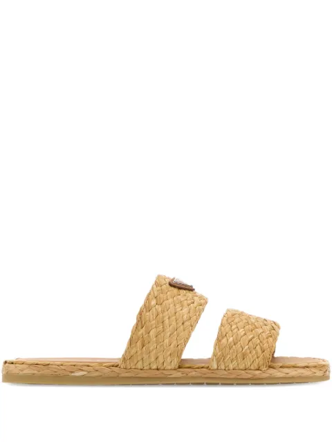 Prada raffia woven slipper sandals