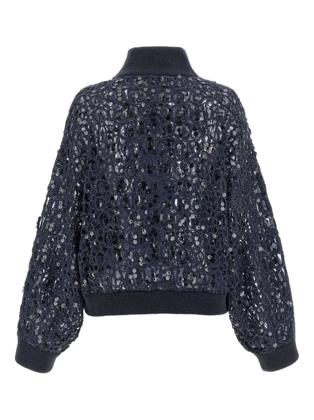Brunello Cucinelli Vest verfraaid met pailletten en rits Blauw