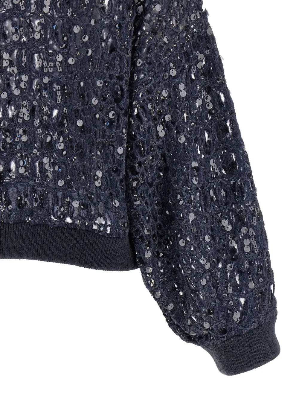 Brunello Cucinelli Vest verfraaid met pailletten en rits Blauw