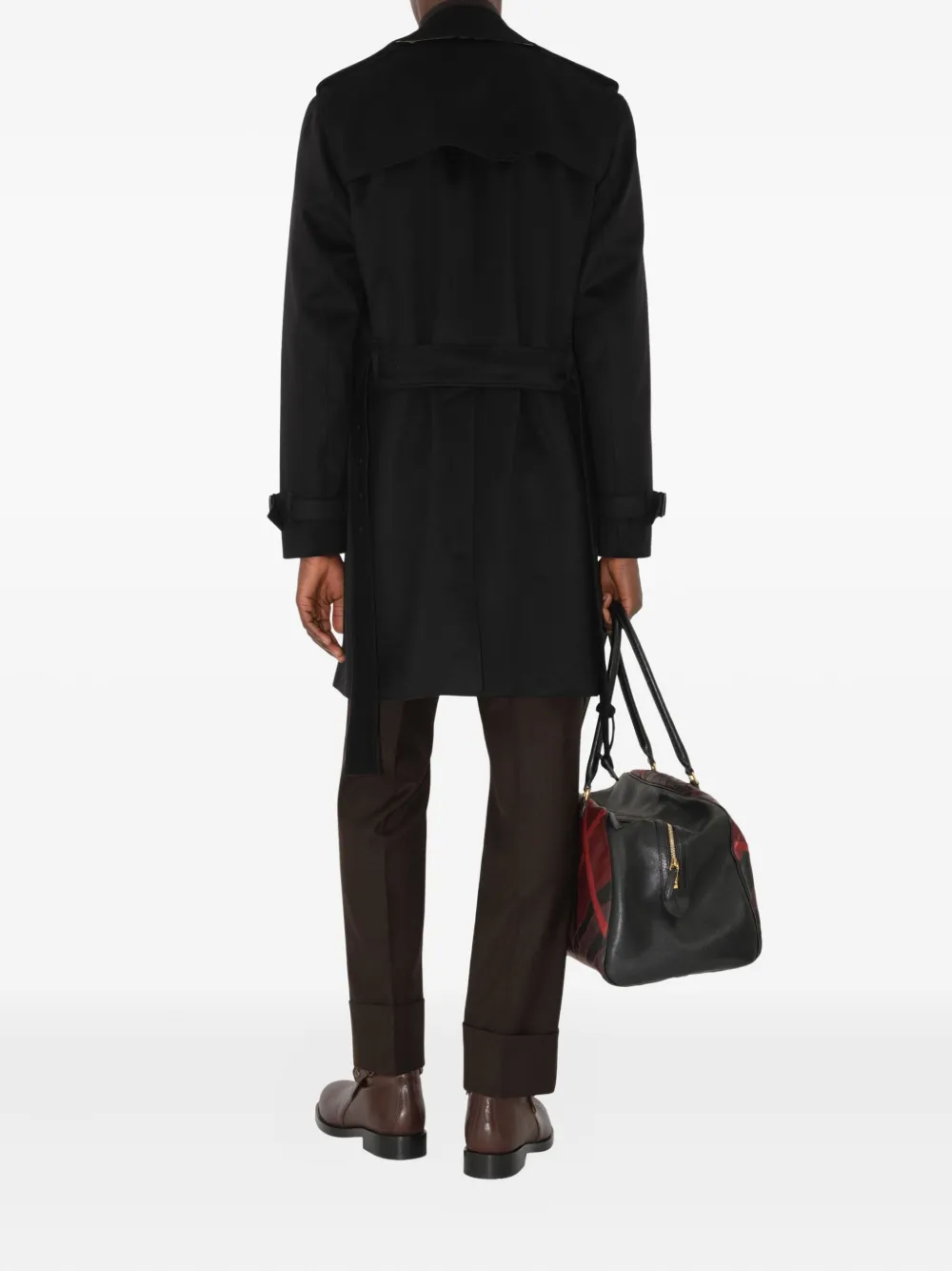 Burberry Kasjmier trenchcoat met ceintuur en dubbele rij knopen Zwart