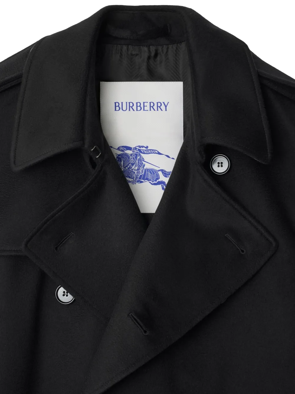 Burberry Kasjmier trenchcoat met ceintuur en dubbele rij knopen Zwart