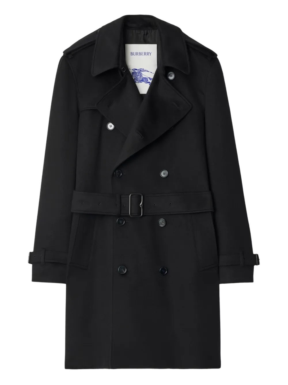 Burberry Kasjmier trenchcoat met ceintuur en dubbele rij knopen Zwart