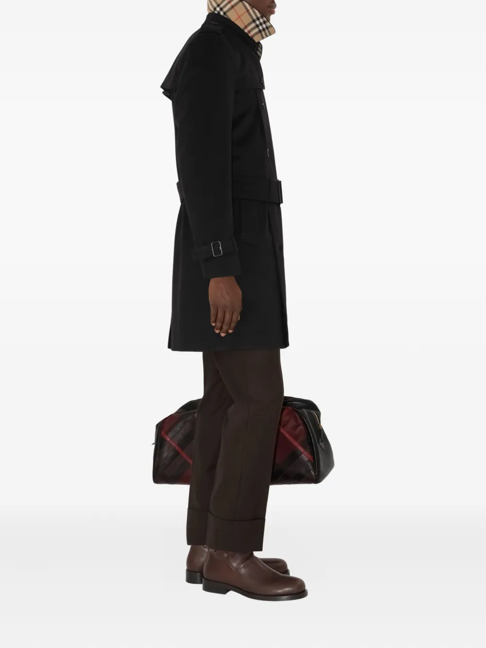 Burberry Kasjmier trenchcoat met ceintuur en dubbele rij knopen Zwart
