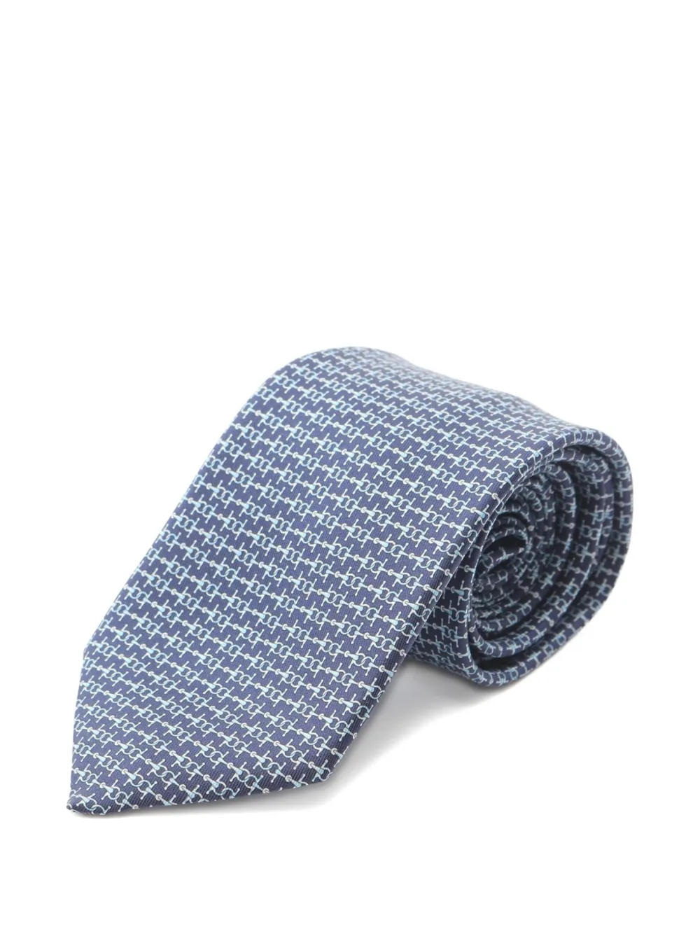 Hermès Pre-Owned 2021 chain pattern silk tie | Blue | Image 1