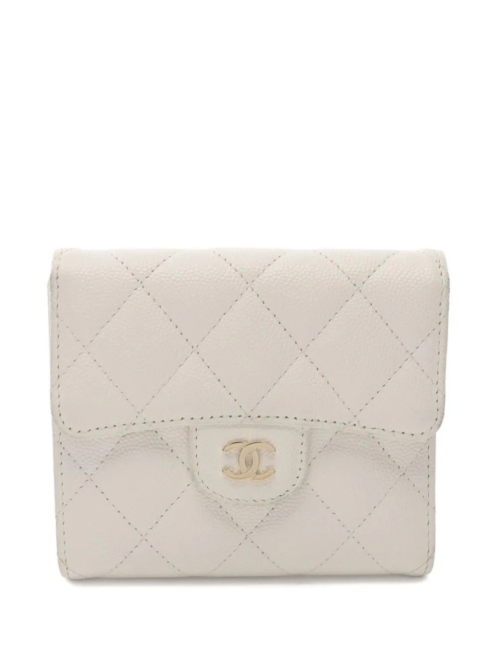 CHANEL Pre-Owned 2021-2022 クラシック フラップ財布S - ホワイト CHANEL Pre-Owned 2021-2022 クラシック フラップ財布S - ホワイト