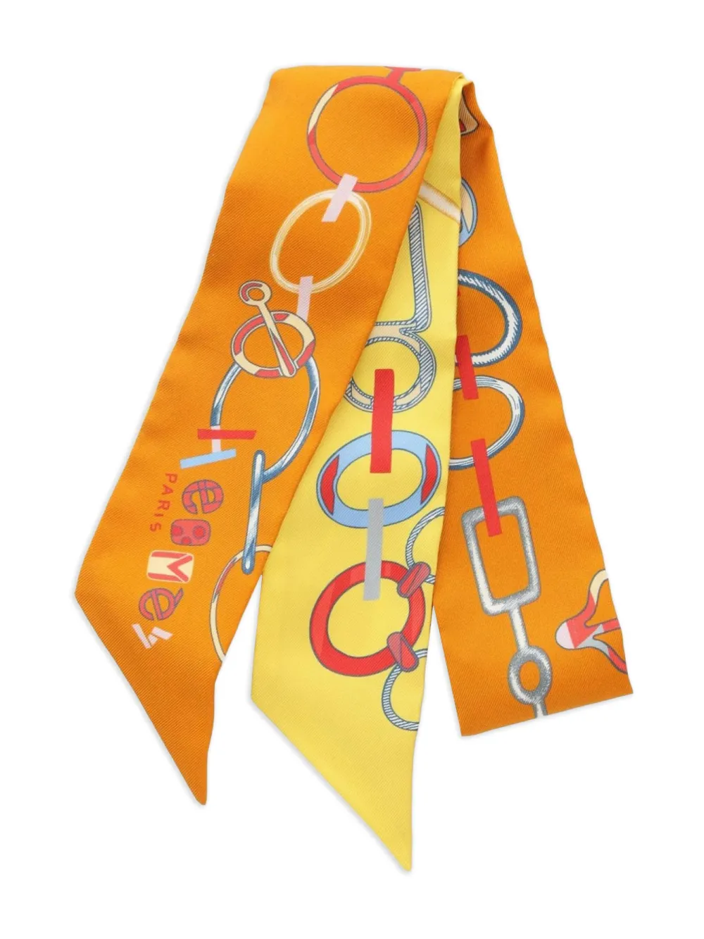 Hermès Pre-Owned 2021 Re Du Boucles silk ribbon scarf | Orange | Image 1