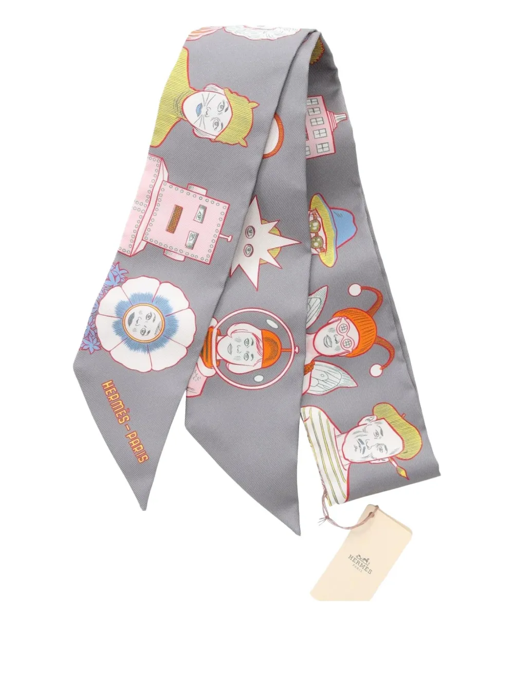 Hermès Pre-Owned 2021 Dress Code ribbon silk scarf | Grey | Image 1