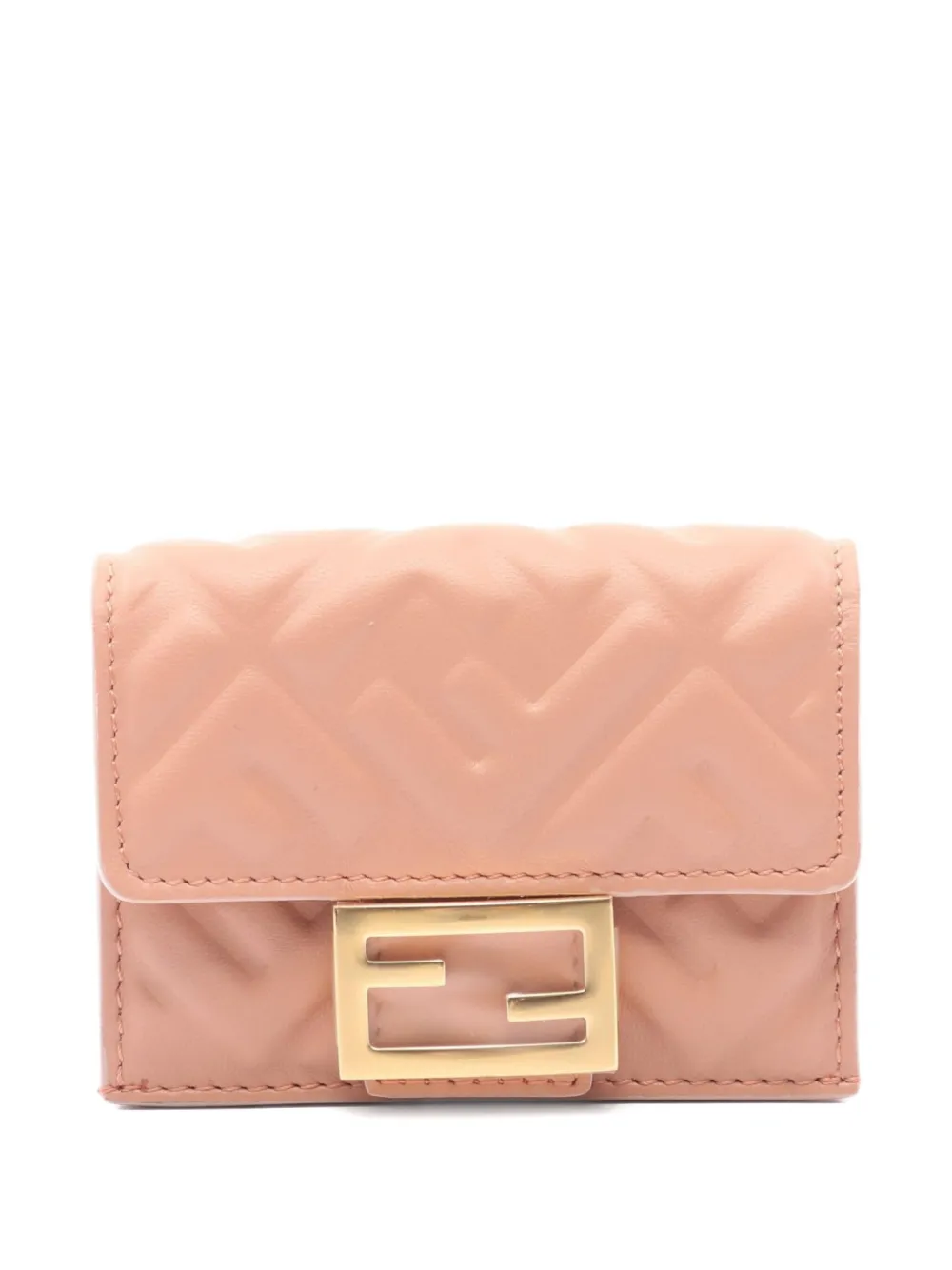 Pre-owned Fendi 2021 Ff Logo Tri-fold Wallet