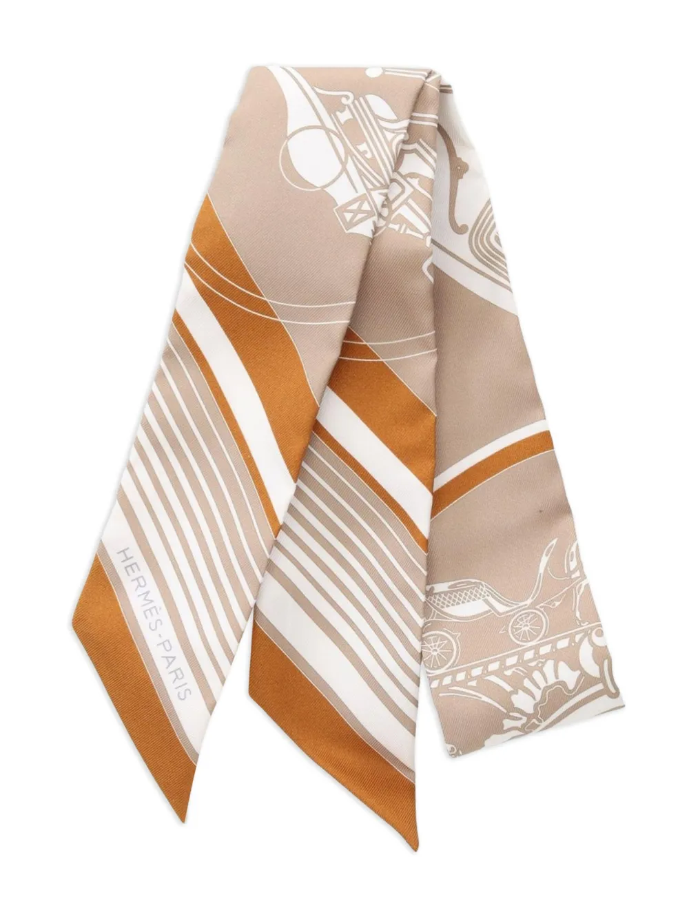 Hermès Pre-Owned 2021 Ex-libris ribbon silk scarf | Neutrals | Image 1