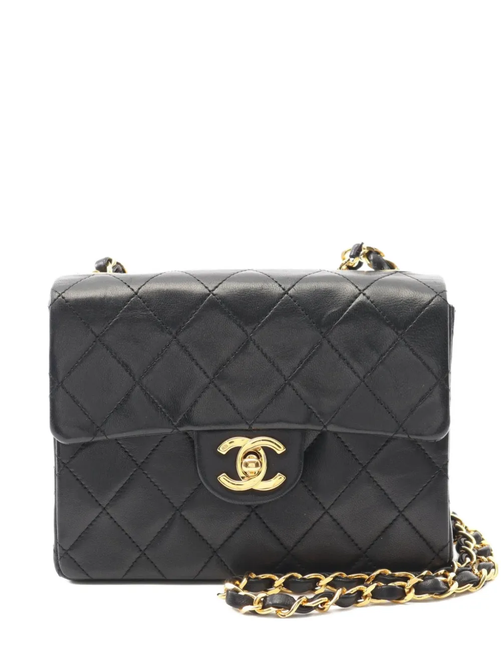 CHANEL Pre-Owned 1986-1988 マテラッセ ショルダーバッグ ミニ - ブラック CHANEL Pre-Owned 1986-1988 マテラッセ ショルダーバッグ ミニ - ブラック