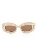 Loewe Pre-Owned 2021 geometric-frame rhinestone sunglasses - Neutrals