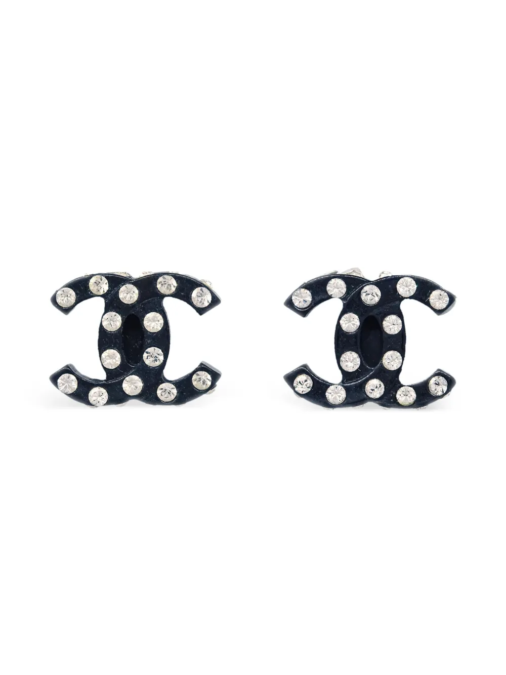 CHANEL Pre-Owned 2004 ココマーク クリスタル ピアス - シルバートーン CHANEL Pre-Owned 2004 ココマーク クリスタル ピアス - シルバートーン