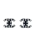 CHANEL Pre-Owned 2004 CC logo crystal earrings - Silver