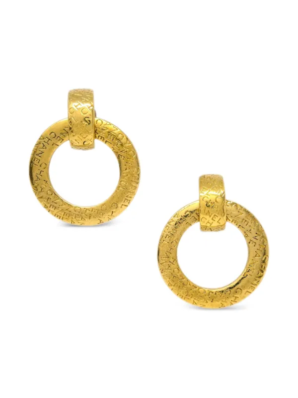 CHANEL Pre-Owned 1990-2000s Dangle Hoop Earrings Gold FARFETCH IN - Main Image