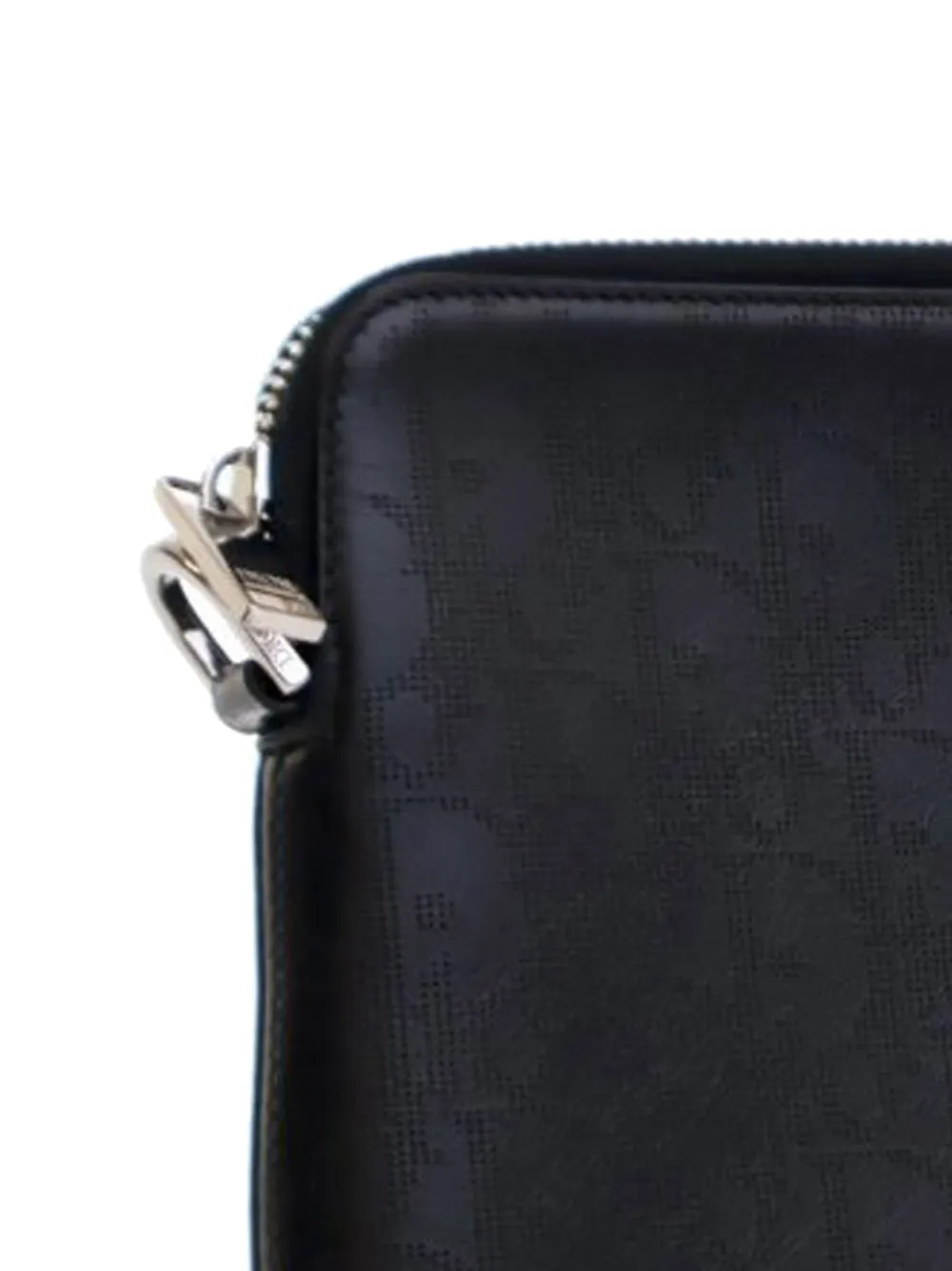 Pre-owned Dior 2020-2024 Perforated Oblique Calfskin Galaxy Pouch Clutch Bag In Black