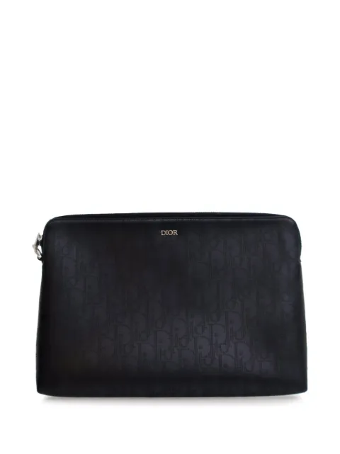 Christian Dior Pre-Owned bolsa de mano Oblique Galaxy Pouch de piel de becerro con perforaciones 2020-2024