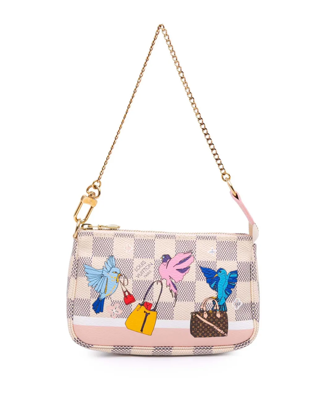 Louis Vuitton Pre-Owned 2018 Damier Azur Christmas Birds Mini Pochette Accessoires handbag | White | Image 1