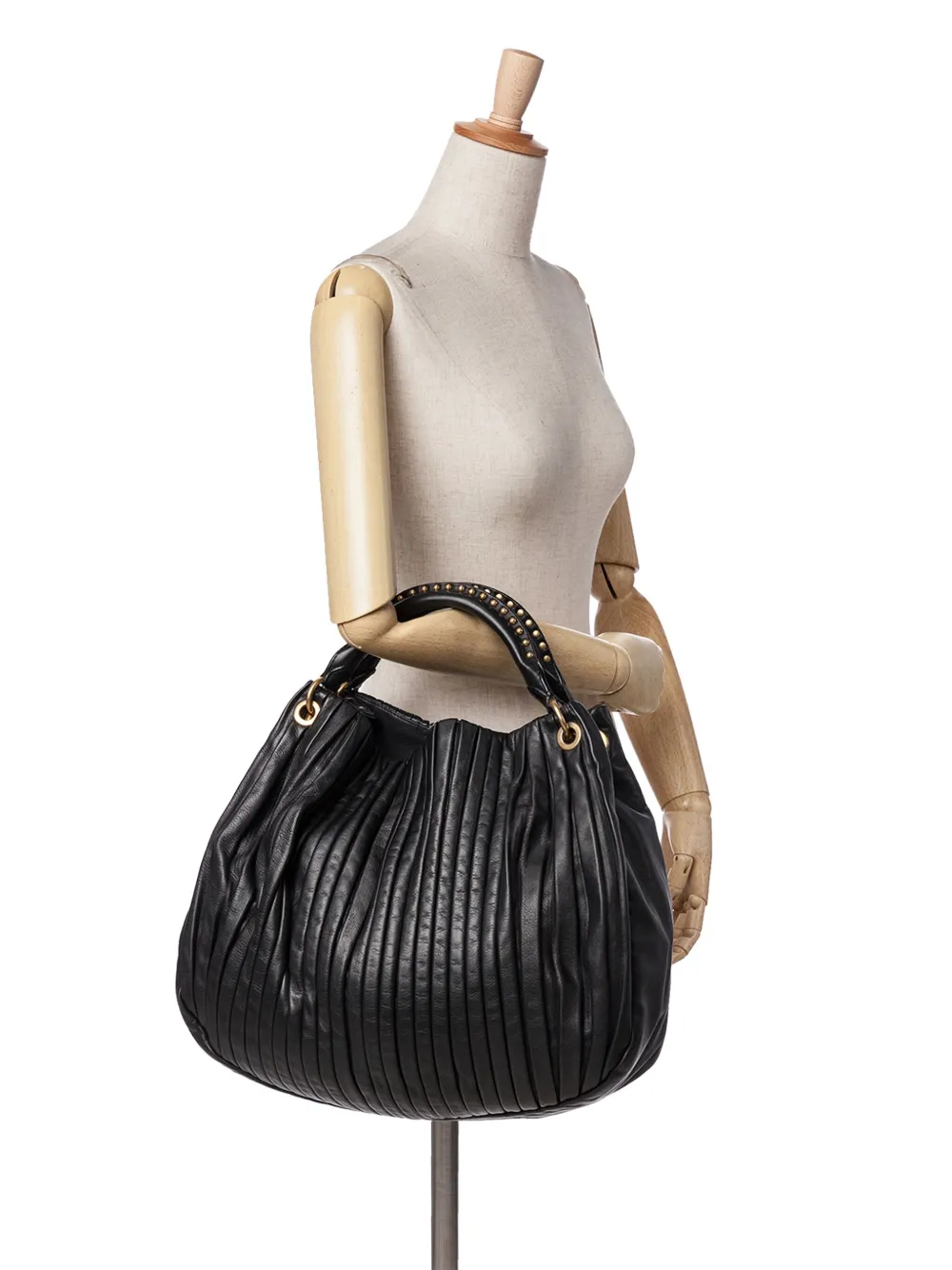 Miu Miu Pre-Owned 2010s Lambskin Bosco Plisse Convertible Hobo satchel | Estilos de archivo | Image 2