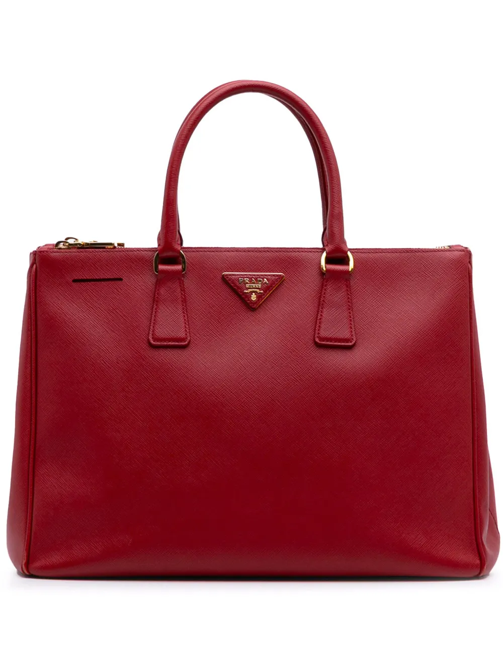 Prada Pre-Owned 2000-2025 ラージ サフィアーノルクス ガレリア ダブルジップ サッチェルバッグ - レッド Prada Pre-Owned 2000-2025 ラージ サフィアーノルクス ガレリア ダブルジップ サッチェルバッグ - レッド