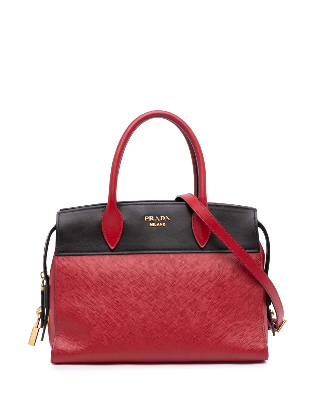 Pre-owned Prada 2000-2024 Saffiano And City Calf Esplanade Satchel