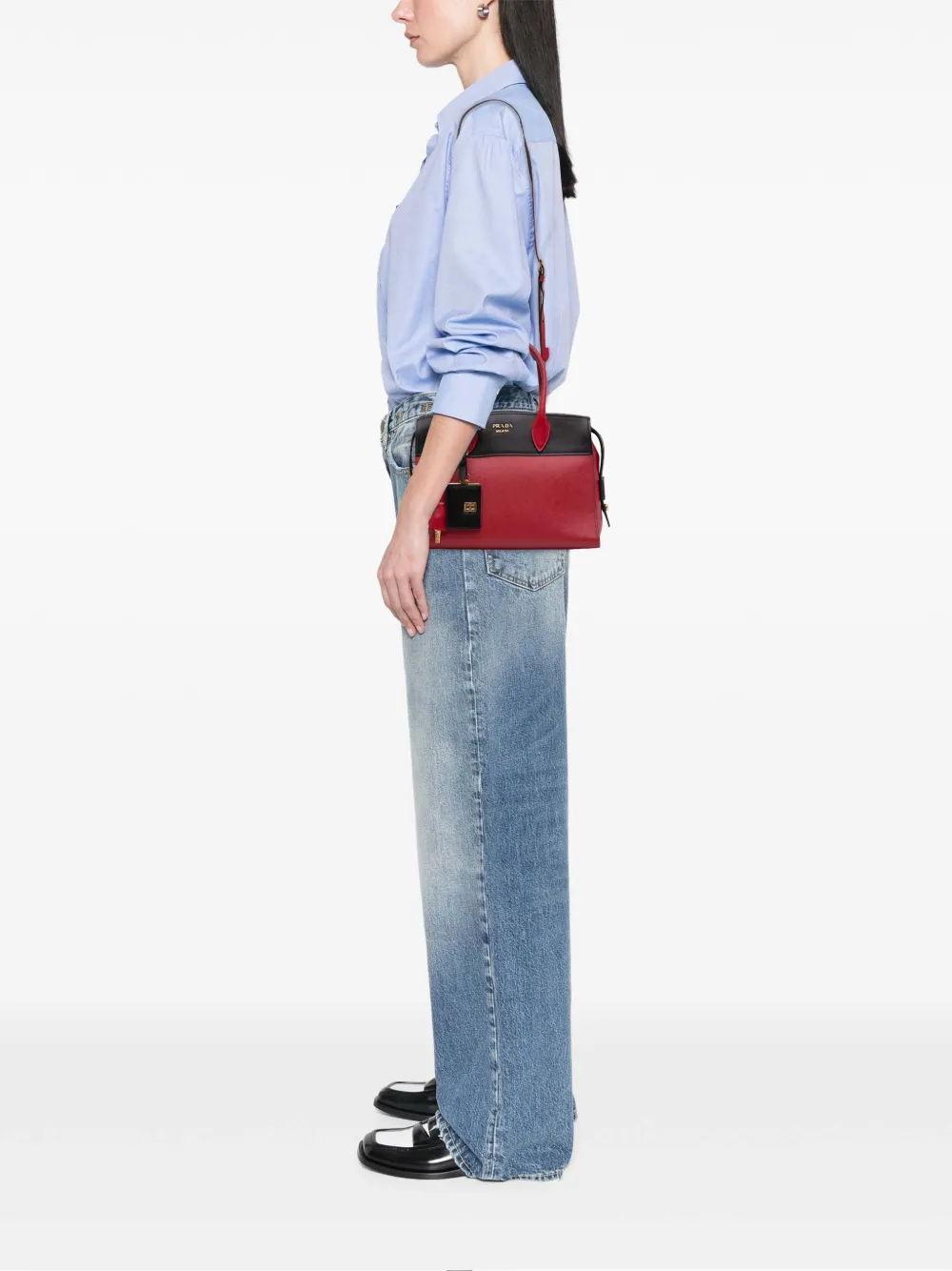 Pre-owned Prada 2000-2024 Saffiano And City Calf Esplanade Satchel