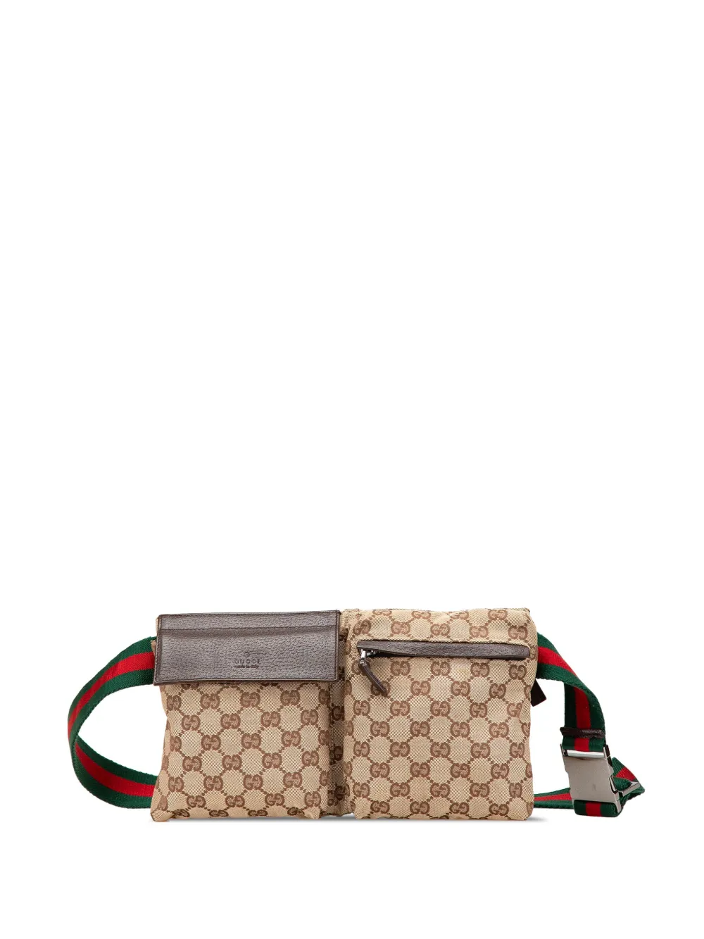 2000-2015 GG Canvas Web Double Pocket belt bag